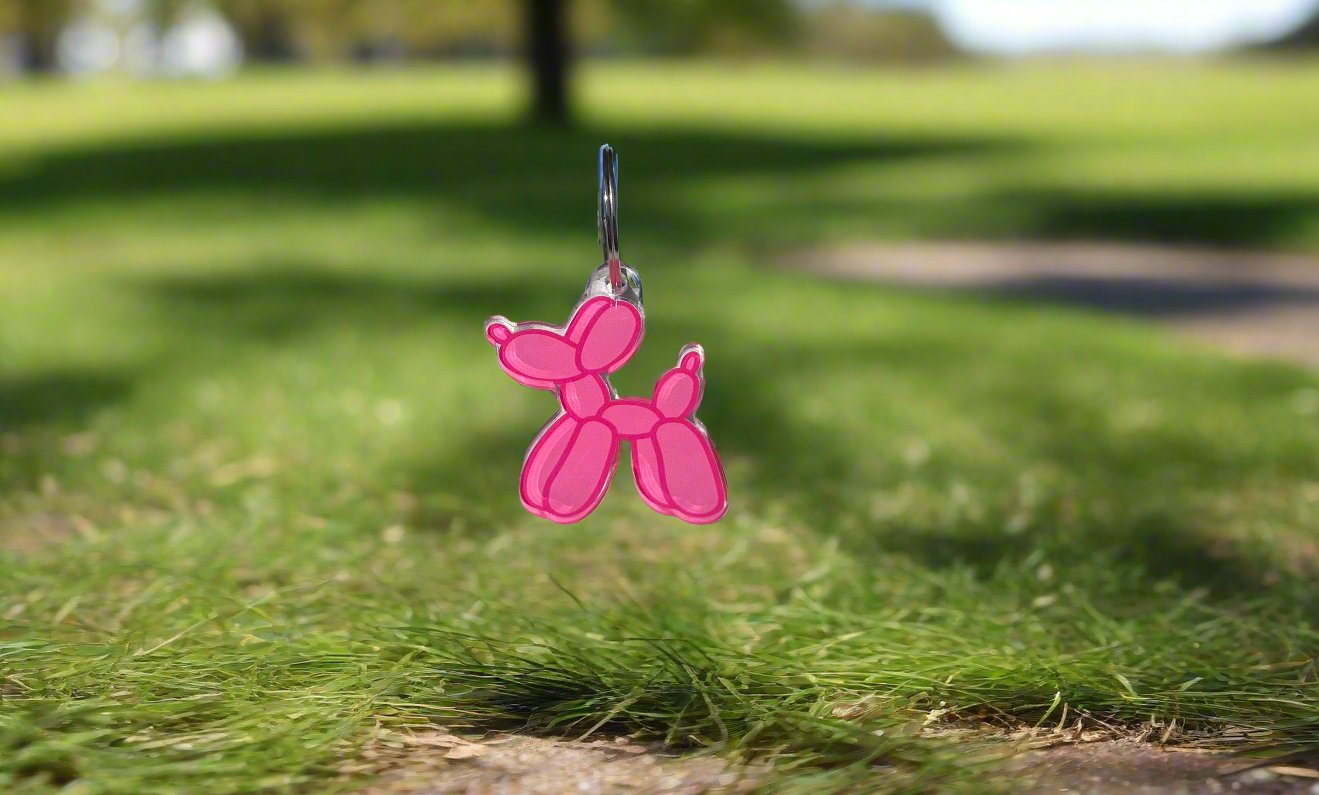 Pink Balloon Dog Keychain